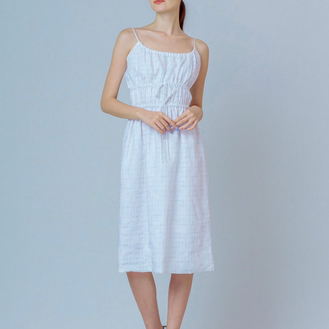 Celeste Midi Dress in White lines