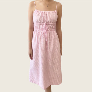 Celeste Midi Dress in Pink Gingham